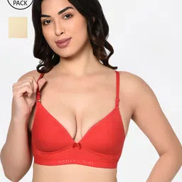 Bodycare Pack of 2 Assorted Non-Wired Heavily Padded Sports Bra E1606-REDSKIN-2PCS-26