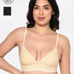 Bodycare Pack of 2 Assorted Non-Wired Heavily Padded Sports Bra E1606-BLKSKIN-2PCS-70