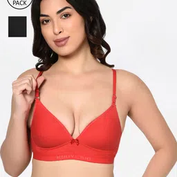 Bodycare Pack of 2 Assorted Non-Wired Heavily Padded Sports Bra E1606-REDBLK-2PCS-71