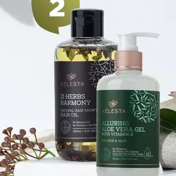KELESTA Combo of Alluring Aloe Vera Gel 300 ml & 21 Herbs Harmony Hair Oil 200 ml-53