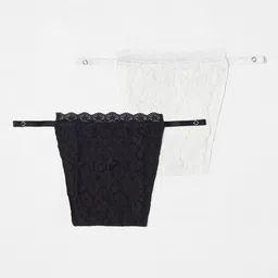Espresso Women Pack of 2 Black & Off White Lace Cami Slip Cleavage Insert Cover Bra-image-25