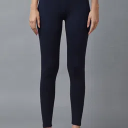 elleven Women Navy Blue Solid Leggings-picture-12