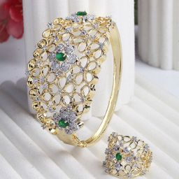 Kennice Women AD Gold-Plated Bangle-Style Bracelet With Ring-image-84