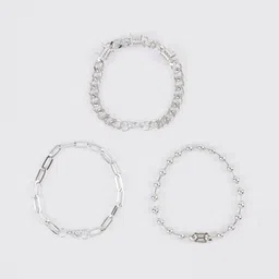 boohooMAN Set Of 3 Link Bracelets-29