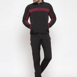 KLOTTHE Men Black Solid Tracksuits-image-76