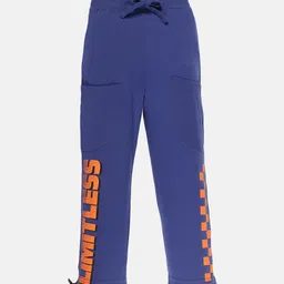 KiddoPanti Boys Blue Printed Pure Cotton Track Pants-image-16