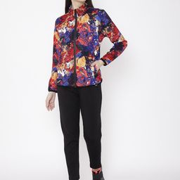 Chkokko Women Red & Blue Printed Tracksuit-image-50
