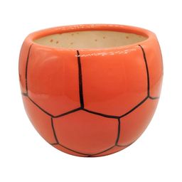 INDIA MEETS INDIA Orange & Black Ceramic Football Shaped Planter-image-13