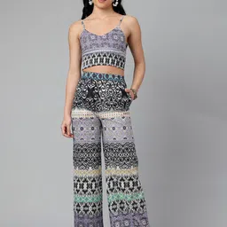 I Love She Women Ethnic Motifs Printed Relaxed Straight Fit High-Rise Trousers-image-95