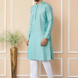 See Designs Embroidered Regular Sequinned Chanderi Silk Kurta with Pyjamas-image-42