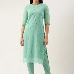 Shaily Ethnic Motifs Embroidered Regular Kurta with Trouser-image-22