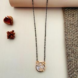 ABDESIGNS Rose Gold-Plated American Diamond-Studded & Beads Mangalsutra-image-100