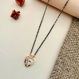 ABDESIGNS Rose Gold-Plated American Diamond-Studded & Beaded Mangalsutra-20