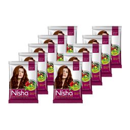 Nisha Pack of 10 Henna Based Hair Colour 300gm - Natural Brown-20