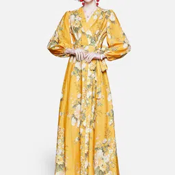 JC Collection Women Yellow & White Floral Maxi Dress-11