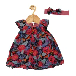 Creative Kids Girls Floral Printed Cap Sleeves A-Line Dress-image-28