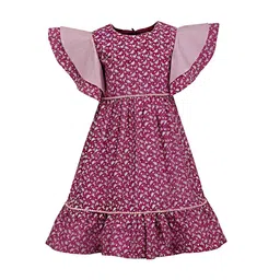 A Little Fable Girls Purple & White Ethnic Motifs Dress-image-41