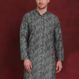 Anouk Green Ethnic Motifs Woven Design Mandarin Collar Straight Kurta-picture-38