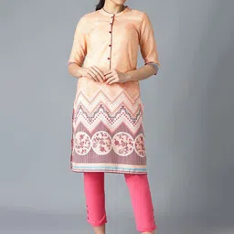 AURELIA Women Peach-Coloured Floral Kurta-50