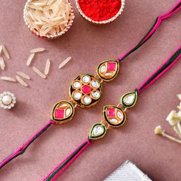 CraftVatika Unisex Set of 2 Designer Floral Lumba Rakhi-12
