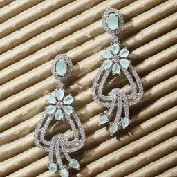 ZENEME Rhodium-Plated Floral Drop Earrings-70