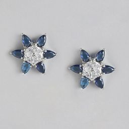Anouk Silver-Plated American Diamond Floral Studs-51