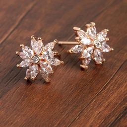 Zaveri Pearls Gold-Plated CZ-Studded Floral Studs-31