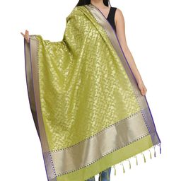 Exotic India Woven Design Banarasi Brocade Silk Dupatta with Zari-picture-56