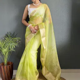 DIVASTRI Zari Organza Kanjeevaram Saree-image-54