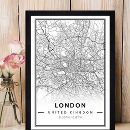 Gallery99 White & Black London Map Texture Framed Art-38