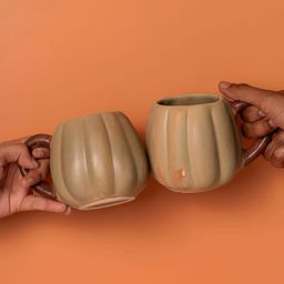 The Orby House Green & Brown 2 Pieces Textured Ceramic Glossy Mugs 250 ml Each-11