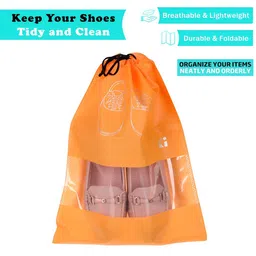 Kuber Industries Orange & Beige 24Pcs Reusable Shoes Organiser Organisers-29