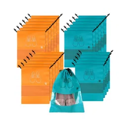 Kuber Industries Orange & Green 24Pcs Reusable Shoes Organiser Organisers-43