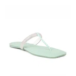 Inc 5 Women Sea Green Embellished Ethnic T-Strap Flats-39