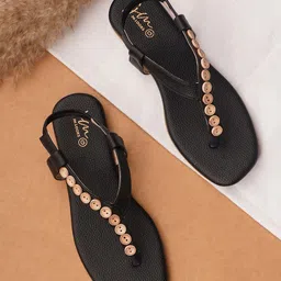 JM Looks Embellished Open Toe Flats-21