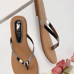 FAUSTO Shiny Sleek T-Strap Flats-image-9