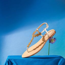 Saint G Women Gunmetal-Toned T-Strap Flats-36