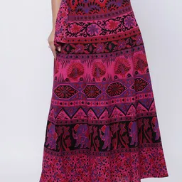 SOUNDARYA Women Pink Printed Cotton Maxi Wrap Skirt-image-80