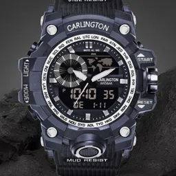 CARLINGTON Men Textured Straps Analogue And Digital Chronograph Watch CT 3388-84