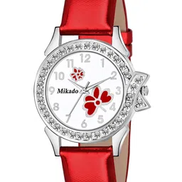 Mikado Women White Brass Printed Dial & Red Leather Straps Analogue Watch SK 1112-image-94
