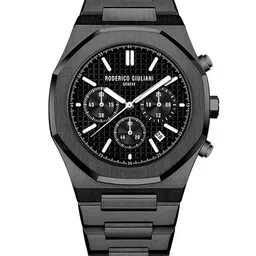 RODERICO GIULIANI Unisex Black Dial & Black Stainless Steel Straps Analogue Chronograph Watch-35