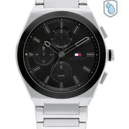 Tommy Hilfiger Men Black Dial Silver-Toned Bracelet Style Straps Analogue Watch TH1791897W-48