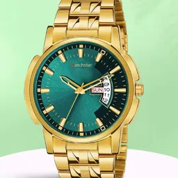 WATCHSTAR Men Dial & Stainless Steel Bracelet Style Straps Analogue Watch DD Gold GreenAN-24