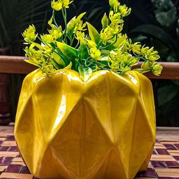 INDIA MEETS INDIA Yellow Ceramic Planter-image-48