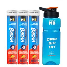 MuscleBlaze Set of 3 Zesty Orange Fuel One Sports Hydr8 Tablets & Sipper - 20 Tablets Each-image-32