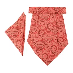 Alvaro Castagnino Orange & Maroon Paisley Printed Cravat Tie & Pocket Square-image-80