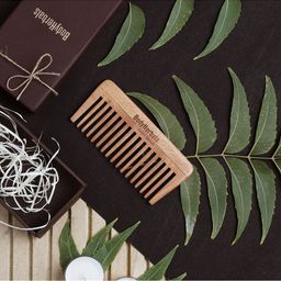 BodyHerbals Brown Dressing Wide Tooth Anti Static Neem Wood Travel Comb-image-10