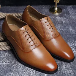 LOUIS STITCH Mens Premium Leather Dual Tone Patina Derby Shoes-image-71
