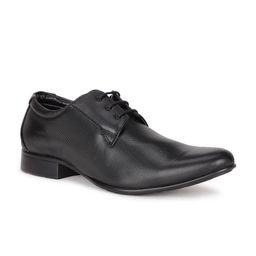 Bata Men Black Textured Formal Derby Shoes-picture-5