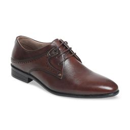 Zoom Shoes Men Brown Solid Leather Formal Derby Shoes-image-4